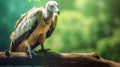 Vulture On Wood Branch: Uhd Image With Tropical Symbolism