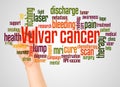 Vulvar cancer word cloud and hand with marker concept Royalty Free Stock Photo