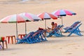 Vung Tau, Vietnam - January 29, 2018:Tourists are resting on the Back Beach.