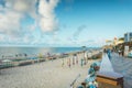 People having rest on beach in Vungtau in sunset light. The Vungtau city is popular among Ho chi minh city people as sea resort