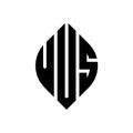 VUS circle letter logo design with circle and ellipse shape. VUS ellipse letters with typographic style. The three initials form a Royalty Free Stock Photo