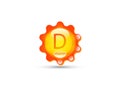 Vitamin D. Sun icon natural organic products with the maximum content of vitamin d yellow capsule. Vector isolated or white Royalty Free Stock Photo