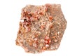 VVanadinite red crystals, mineral on white background