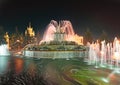 VVC (former VDNH) by night. Stone flower fountain. Moscow