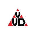 VVD triangle letter logo design with triangle shape. VVD triangle logo design monogram. VVD triangle vector logo template with red Royalty Free Stock Photo