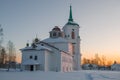 Vvedenskaya church and city bell tower. Kargopol