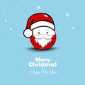 Cute doodle santa claus and Merry Christmas text with text on blue background, white snowflakes vector, illustration, used for ban Royalty Free Stock Photo