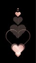 Hearts pattern for Valentines day, Pink hearts petals, pink heart wallpaper design on black background. Royalty Free Stock Photo