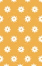 White and yellow seamless flowers texture on yellow background, Seamless repeat pattern with flowers and leaves in white and yello