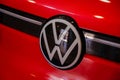 VW car logo emblem close up