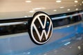 VW car logo emblem close up