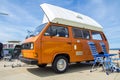 VW kombi van at the beach Royalty Free Stock Photo