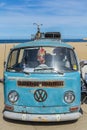 VW kombi van at the beach Royalty Free Stock Photo