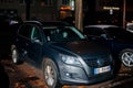 VW Volkswagen Tiguan car covered with snow at night