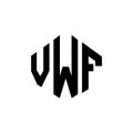 VWF letter logo design with polygon shape. VWF polygon and cube shape logo design. VWF hexagon vector logo template white and Royalty Free Stock Photo