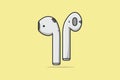 VWhite Color Air Pods pair for smartphone vector illustration. Recreation technology objects icon concept. Wireless headphones pai