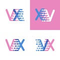 VX letters logo with accent speed soft pink and soft blue