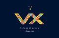 vx v x colorful alphabet letter logo icon template vector