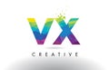 VX V X Colorful Letter Origami Triangles Design Vector.