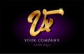 vx v x 3d gold golden alphabet letter metal logo icon design ha