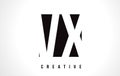 VX V X White Letter Logo Design with Black Square.