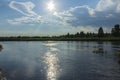 Vyatka river with a reflected sun Royalty Free Stock Photo