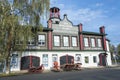 Vyatkoye Village, Yaroslavl Region, Russia - 10/02/2018: The building of the former fire station on October 2, 2018, Vyatkoye Royalty Free Stock Photo