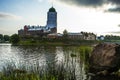 Vyborg. Preserved features of the medieval city. St. Olaf`s castle, market square, houses and towers, water and stone ...
