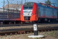 The head car of the electric train ES2G close-up