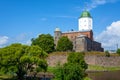 Vyborg, view of the old castle from Severny Val street Royalty Free Stock Photo