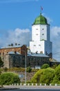 Vyborg, view of the old castle from Severny Val street Royalty Free Stock Photo