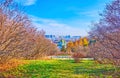 Vydubychi Monastery under the green hill of Kyiv Botanical Garden, Ukraine Royalty Free Stock Photo