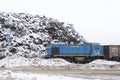 Vyksa, Russia: 12.23.2018. The TGM-4B locomotive costs about a pile of scrap metal on the territory of a metallurgical plant