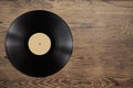 Vynil record disc on wooden table