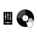 Vynil record with hand scratching icon illustration