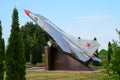 Soviet fighter aircraft MIG - 23 on the pedestal Royalty Free Stock Photo