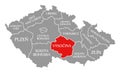 Vysocina red highlighted in map of Czech Republic