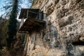 Vysoka Bosyne, Czech Republic, 19 March 2022: Rock apartment cellars of a medieval castle, formation and protected landscape area