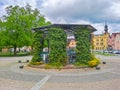 Vysoke Myto- Czech- 25 April 2024: A beautiful gazebo for relaxation on square