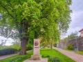 Vysoke Myto- Czech- 25 April 2024: Beautiful park with monument near the city