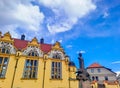 Vysoke Myto- Czech- 25 April 2024: The center of old town with beautiful houses