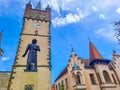 Vysoke Myto- Czech- 25 April 2024: Prague Gate,an old sprinkled entrance to city