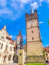 Vysoke Myto- Czech- 25 April 2024: Prague Gate,an old sprinkled entrance to city