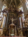 VYSOKE MYTO, CZECH REPUBLIC - Sept. 09. 2018. Church of St. Lawrence, Koatel svateho Vavrince, Vysoke Myto. Interior Gothic church