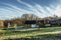 Vysoky Chlumec,Czech republic-December 30,2020.Open-air museum of rural buildings.Folk architecture in the Central Bohemian Royalty Free Stock Photo