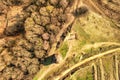 Vytachev forest located on the slope of the largest tectonic structure in Ukraine, top view. Vytachiv, Kyiv region. Ukrainian