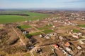 Vytachev village located on the slope of the largest tectonic structure in Ukraine, top view. Vytachiv, Kyiv region. Ukrainian