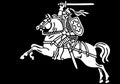 Vytis Lithuania symbol an armored rider on a horse, holding sword raised above his head in his right hand. Shield with a double cr