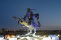 Vytis monument is a symbol of Lithuania. Illuminated by artistic light installations in Kaunas.The statue illuminated Ukrainian co