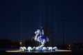 Vytis monument is a symbol of Lithuania. Illuminated by artistic light installations in Kaunas.The statue illuminated Ukrainian co